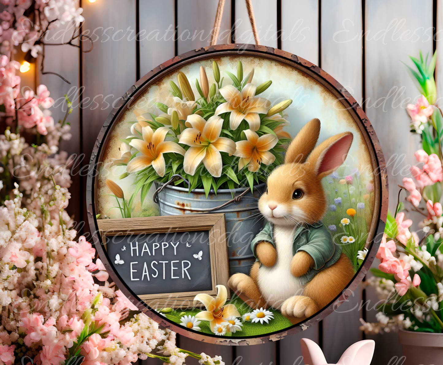 EASTER SUBLIMATION door hanger, wreath sign png, for sublimation high resolution