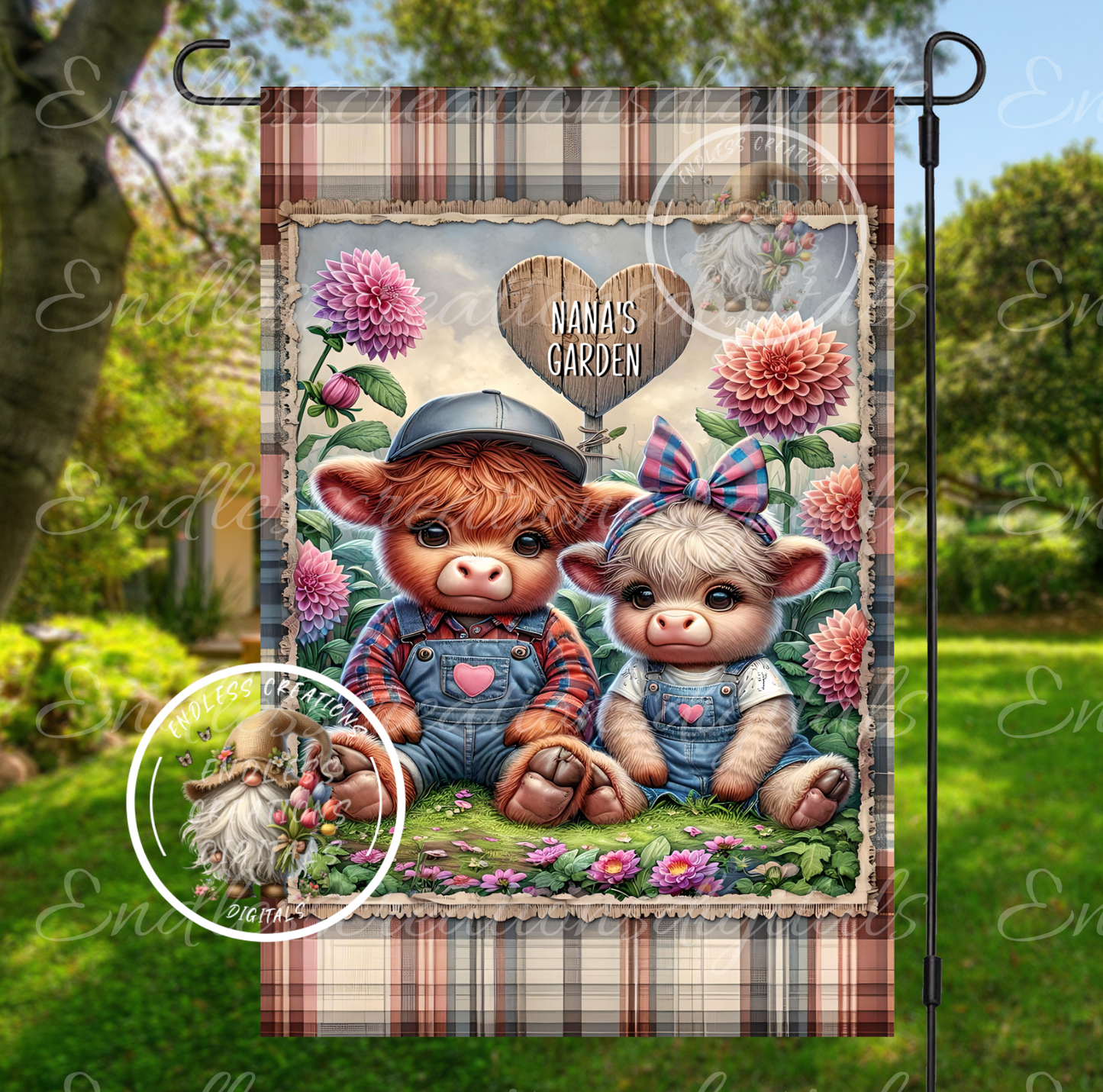 WELCOME FRIENDS HIGHLANDS GARDEN FLAG
