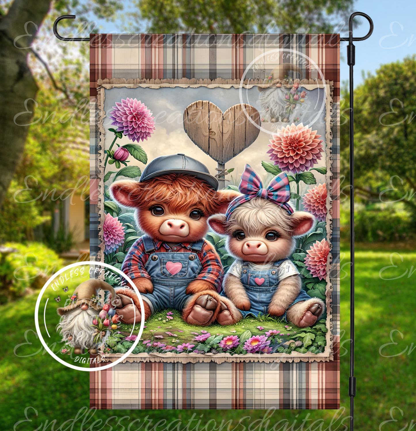 WELCOME FRIENDS HIGHLANDS GARDEN FLAG
