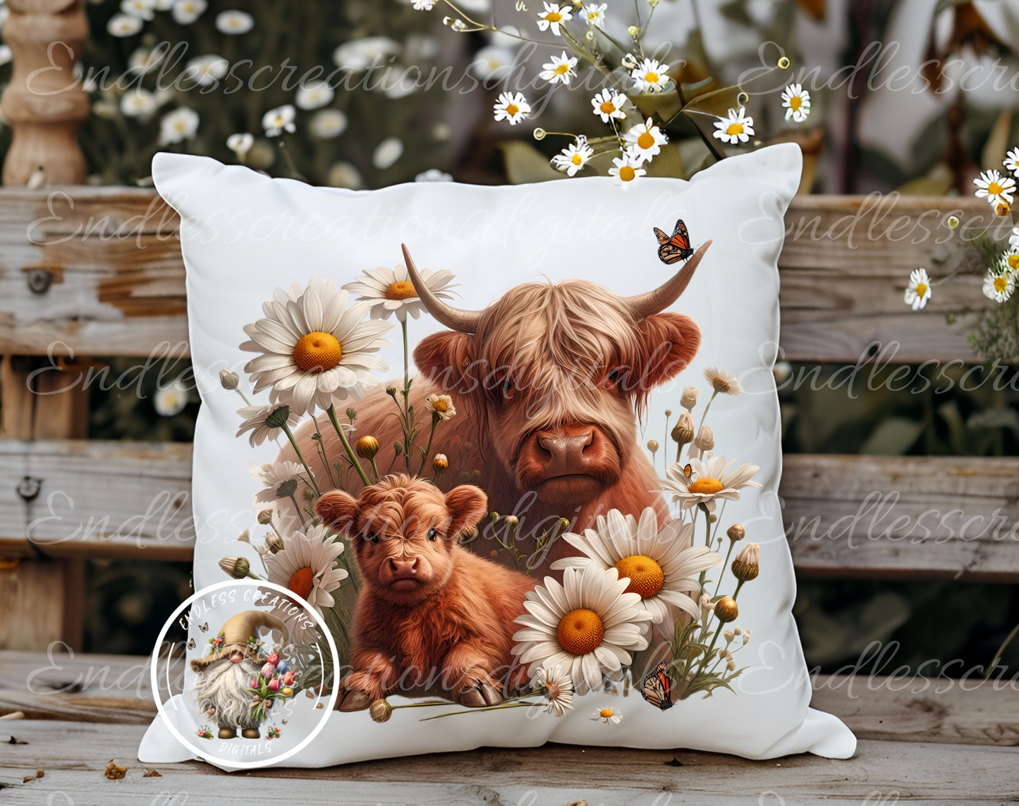 FLORAL HIGHLAND COW TRANSPARENCIES BUNDLE OF 6