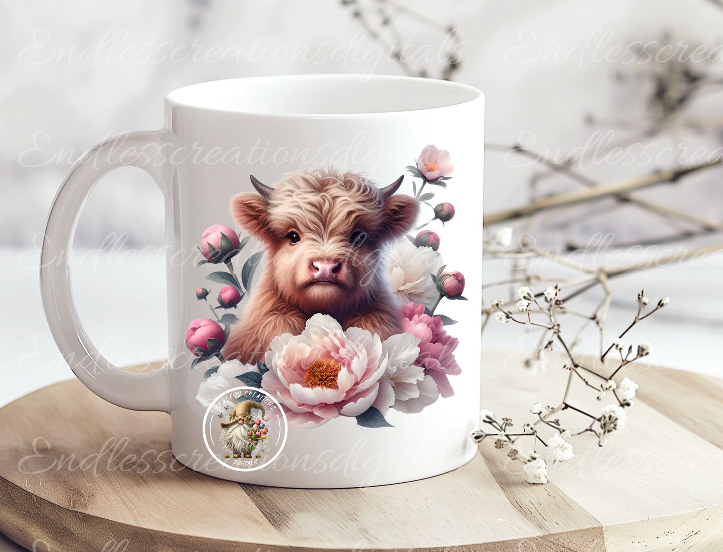 FLORAL HIGHLAND COW TRANSPARENCIES BUNDLE OF 6