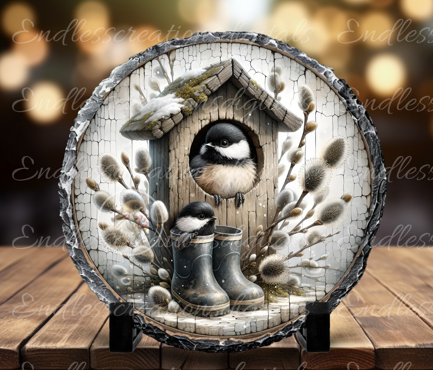 RUSTIC SPRING CHICKADEE Birdhouse