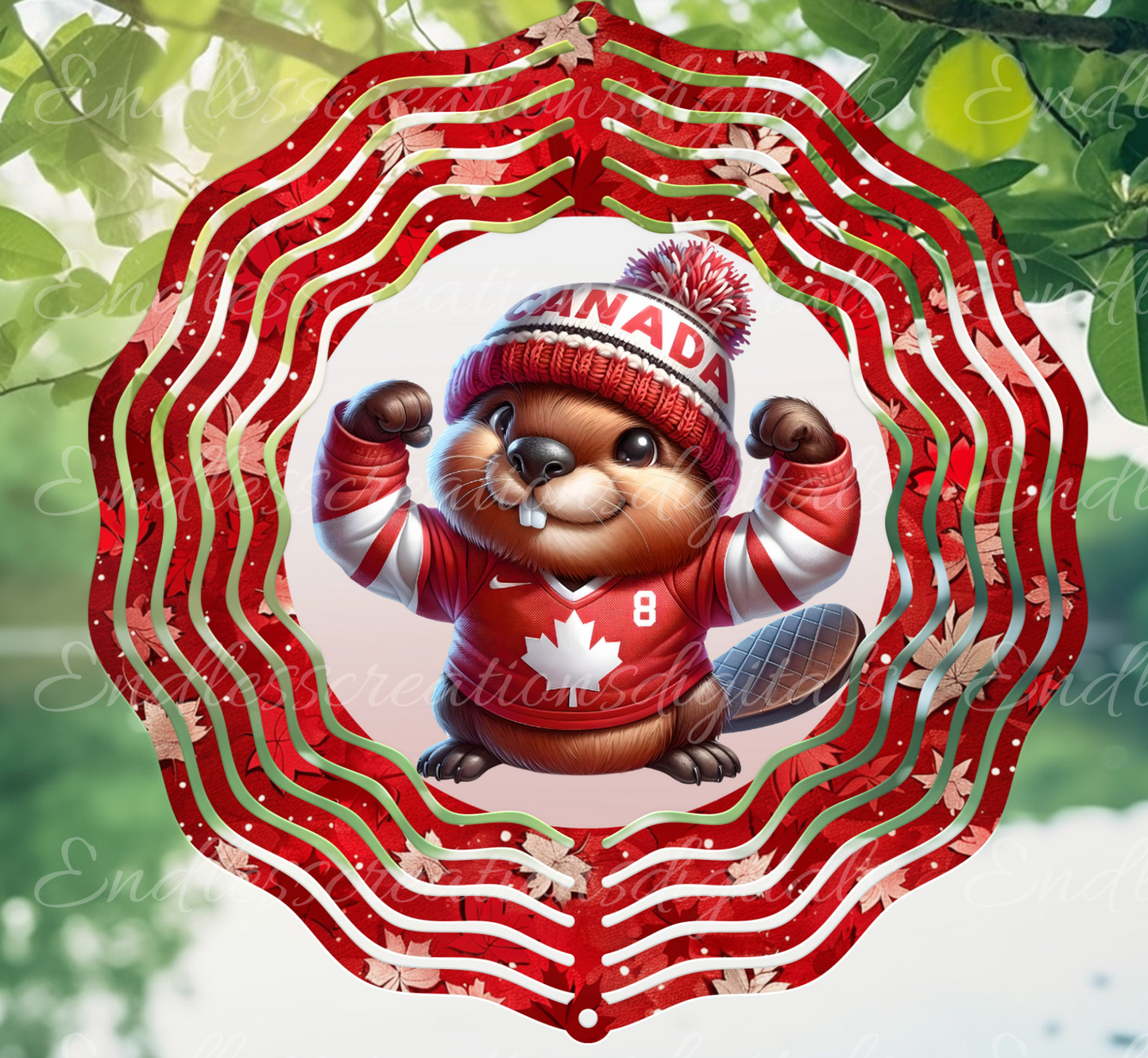 ELBOWS UP CANADA BEAVER WIND SPINNER