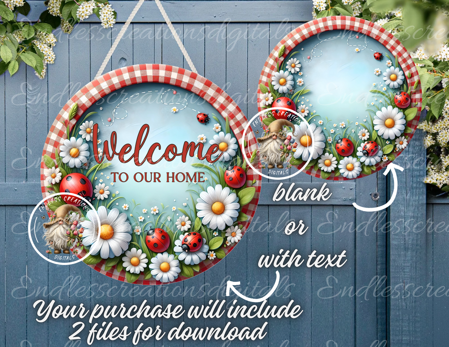 WELCOME DASIY WITH LADYBUGS SUMMER ROUND