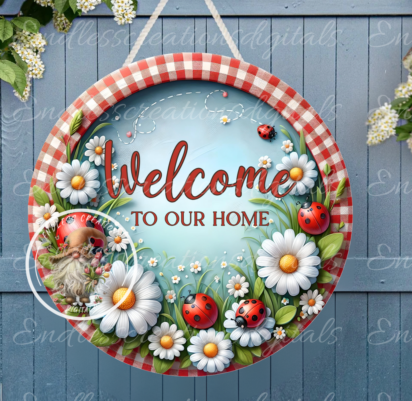 WELCOME DASIY WITH LADYBUGS SUMMER ROUND