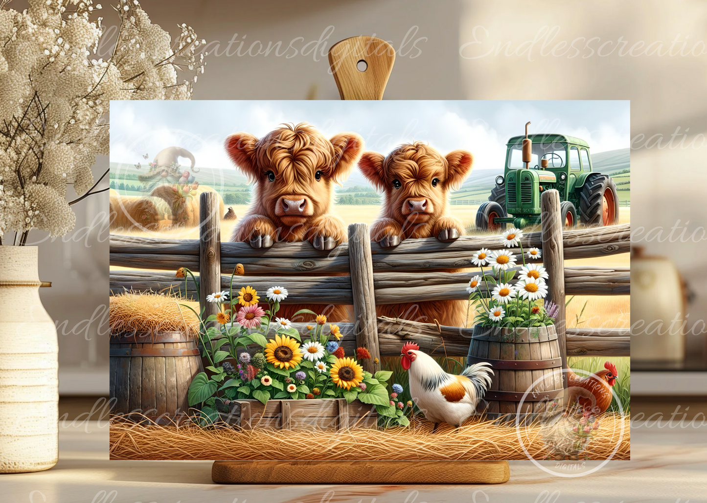 HIGHLAND COW/ROOSTER RECTANGLE