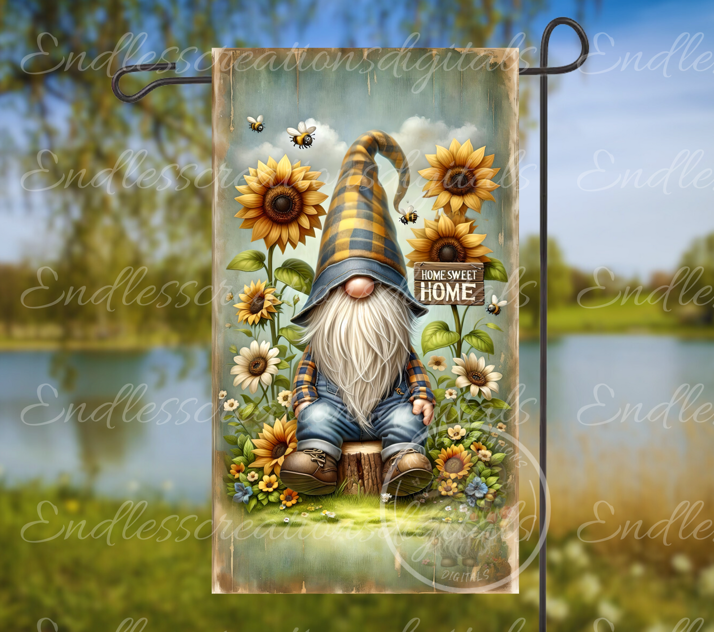 SUNFLOWER GNOME GARDEN FLAG