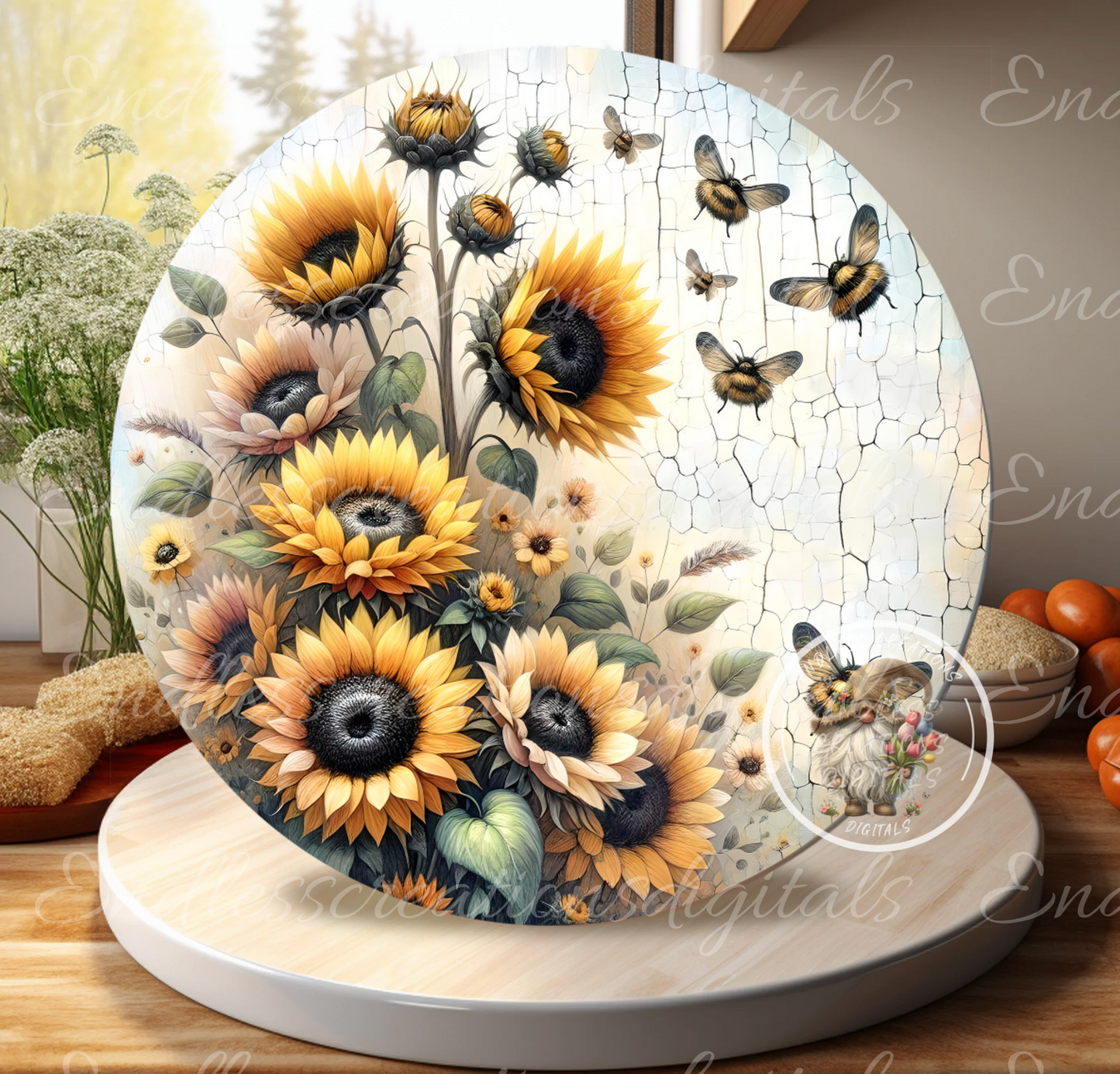 SUMMER HELLO THERE SUNFLOWER ROUND