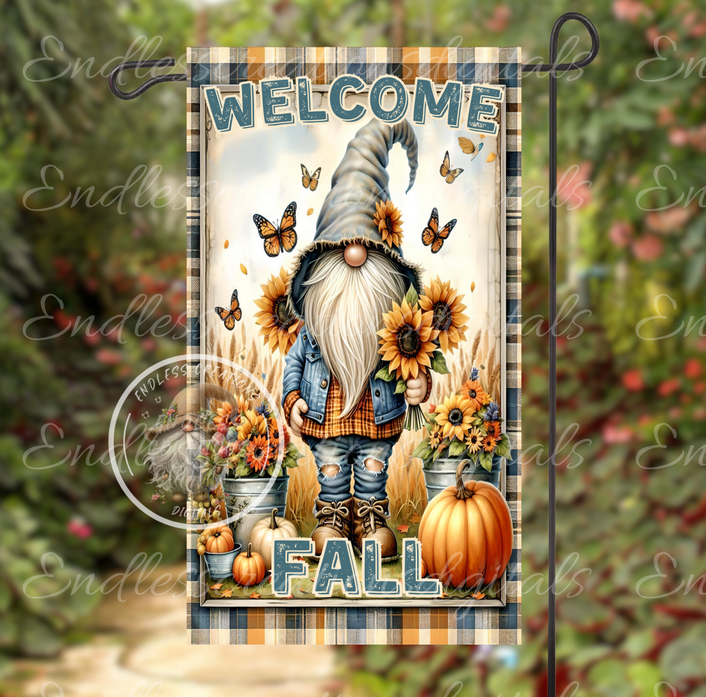 FALL GNOME GARDEN FLAG