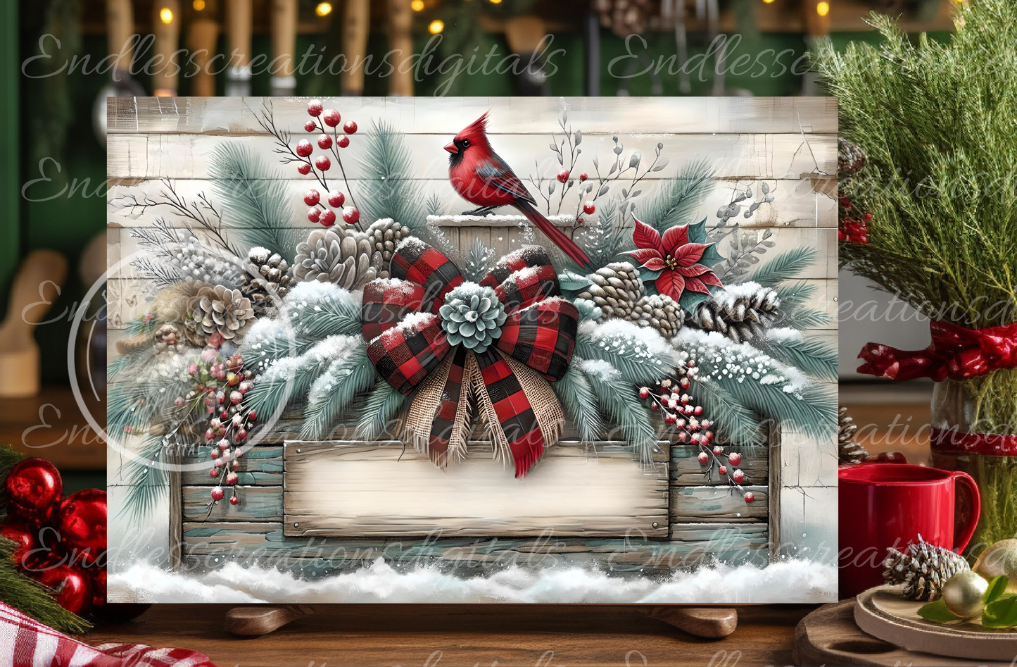 WINTER PLANTER CARDINAL RECTANGLE