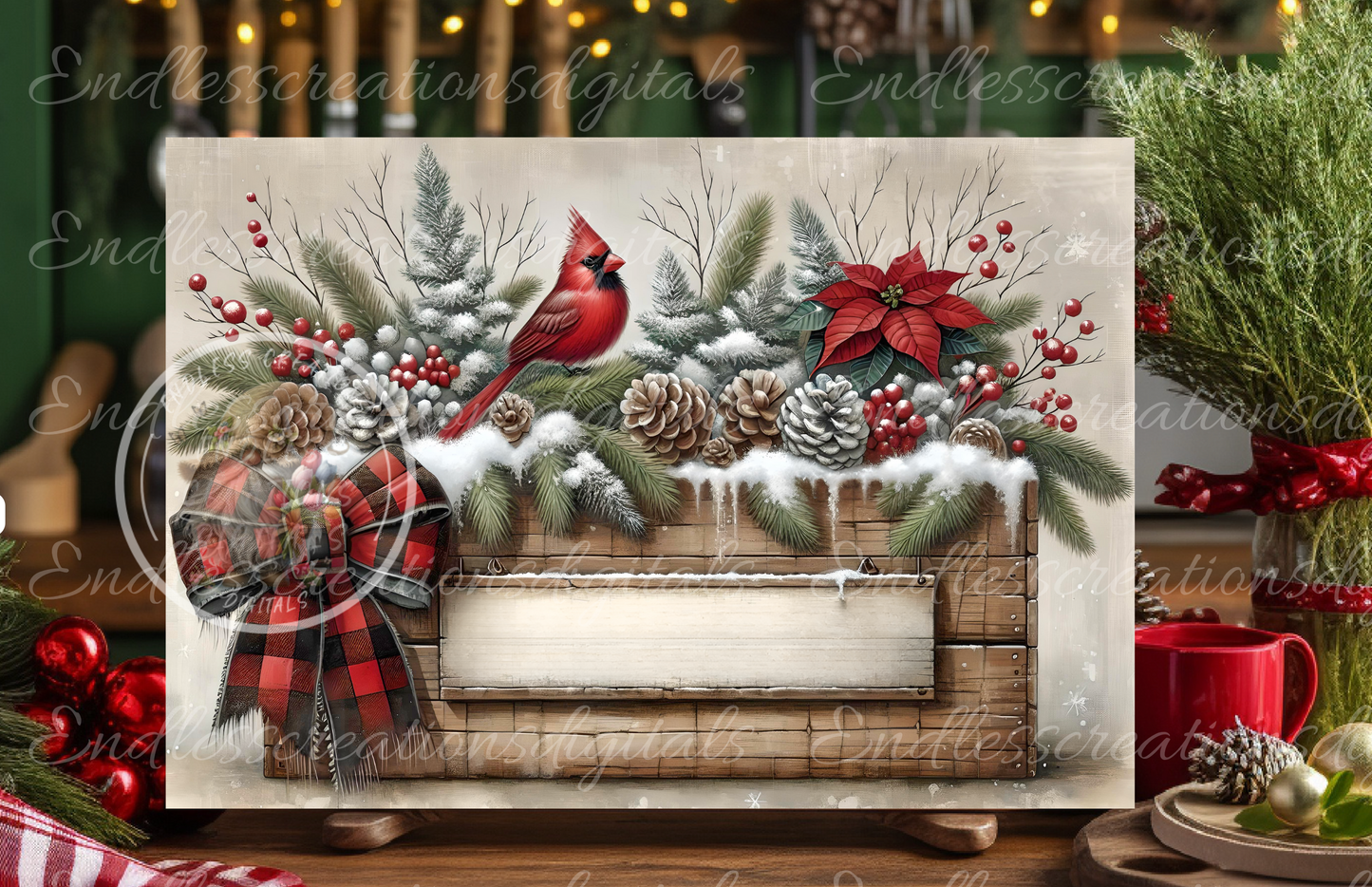 WINTER PLANTER CARDINAL RECTANGLE