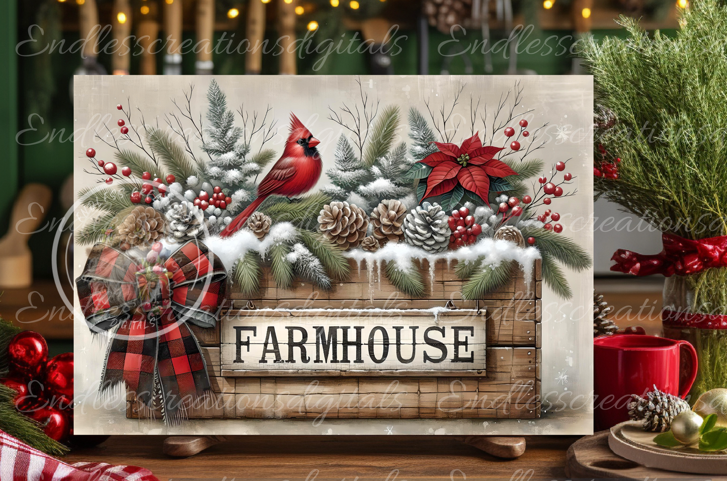 WINTER PLANTER CARDINAL RECTANGLE