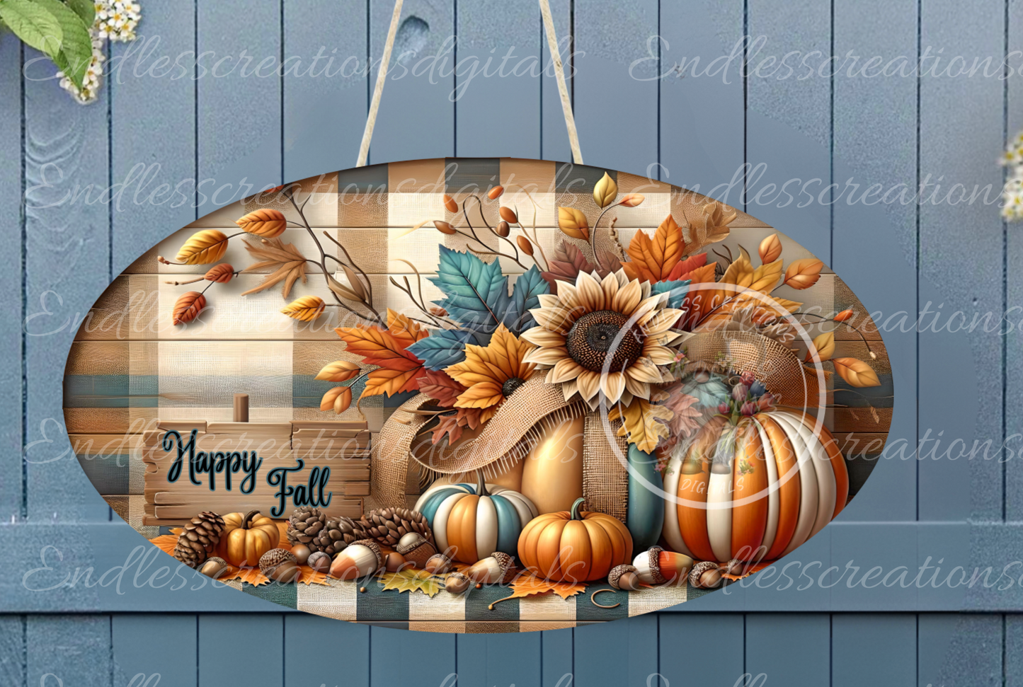 FALL BLUE/ORANGE DIGITAL OVAL