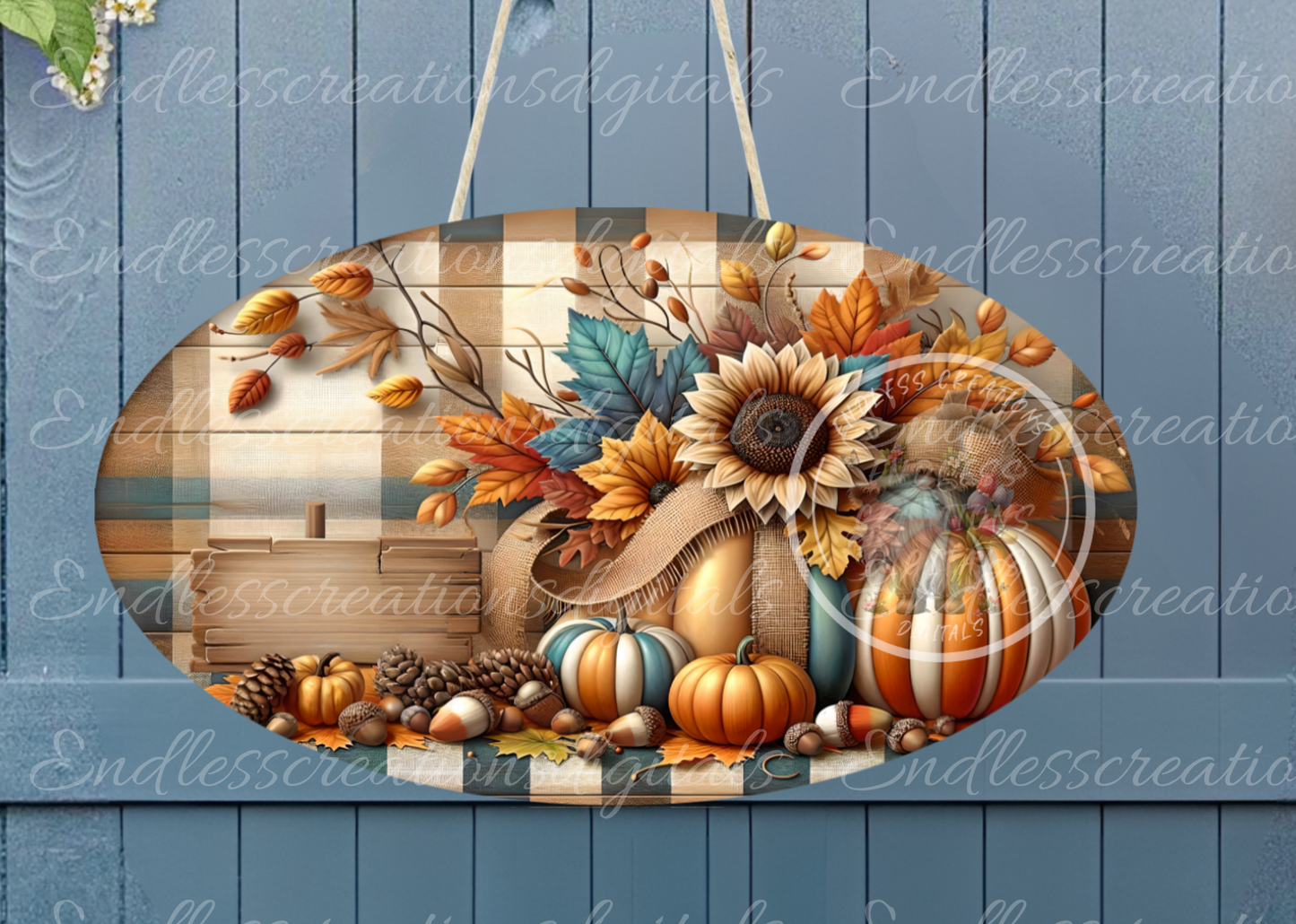 FALL BLUE/ORANGE DIGITAL OVAL