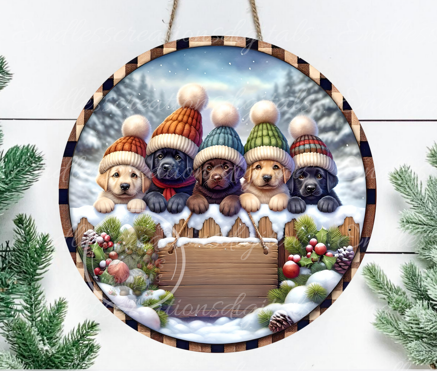 LABRADOR RETRIEVERS WAITING FOR SANTA CHRISTMAS