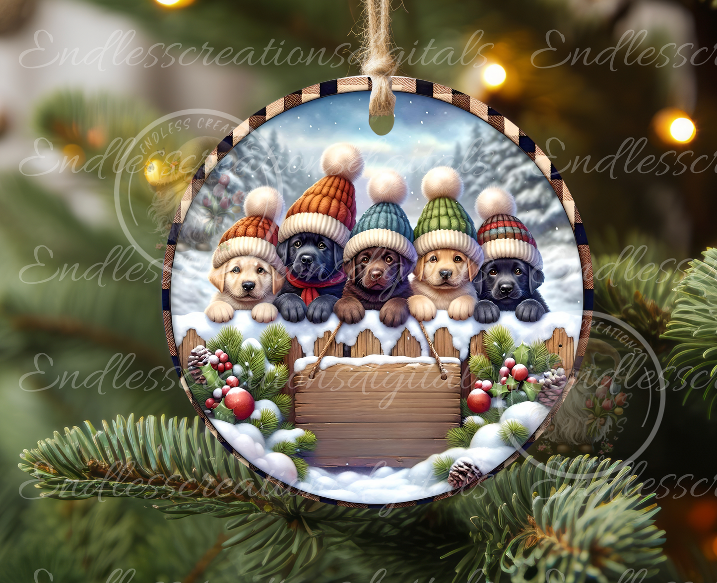 LABRADOR RETRIEVERS WAITING FOR SANTA CHRISTMAS