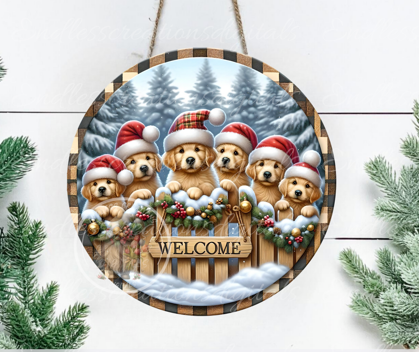 WAITING FOR SANTA GOLDEN RETRIEVERS WINTER