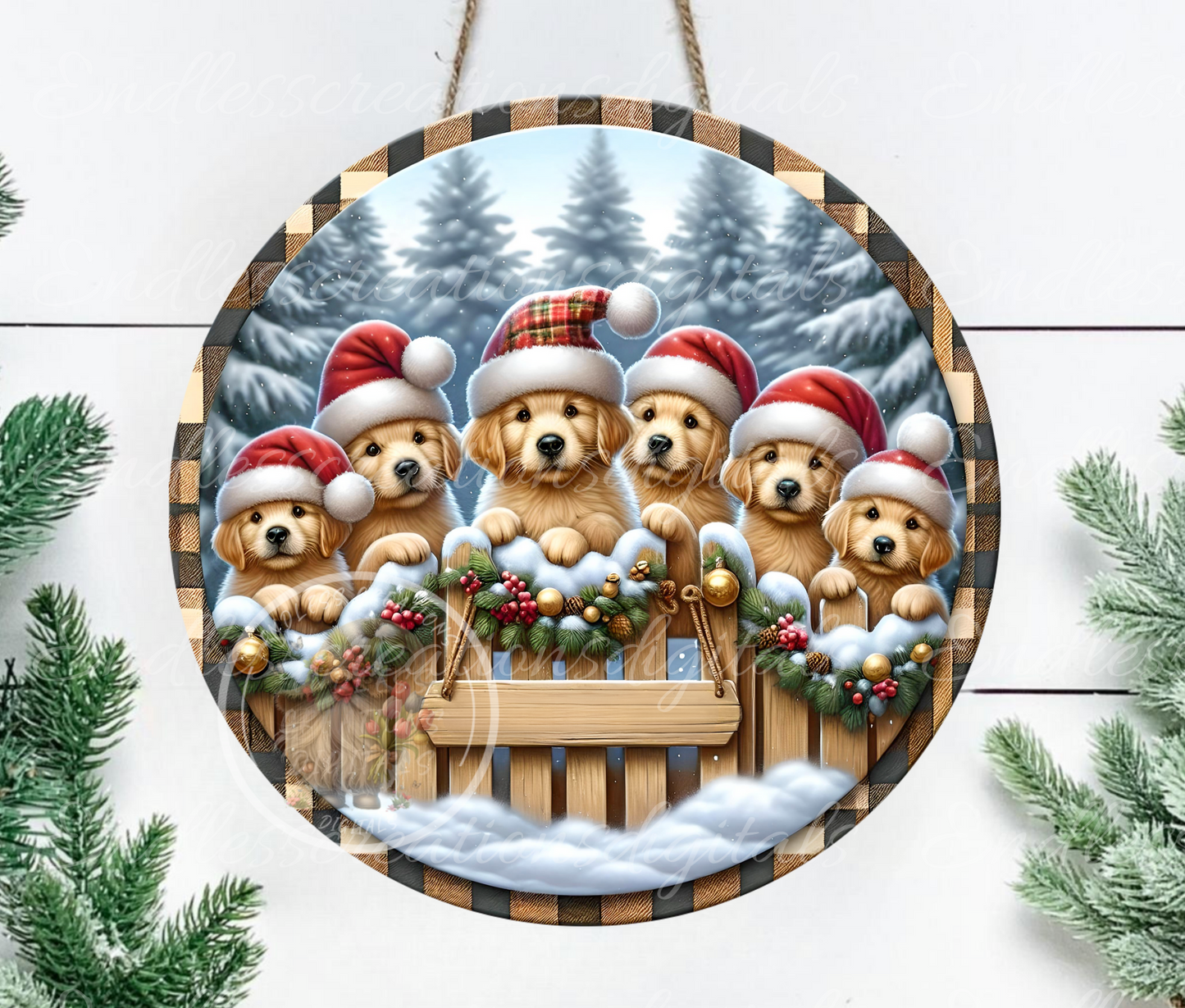 WAITING FOR SANTA GOLDEN RETRIEVERS WINTER