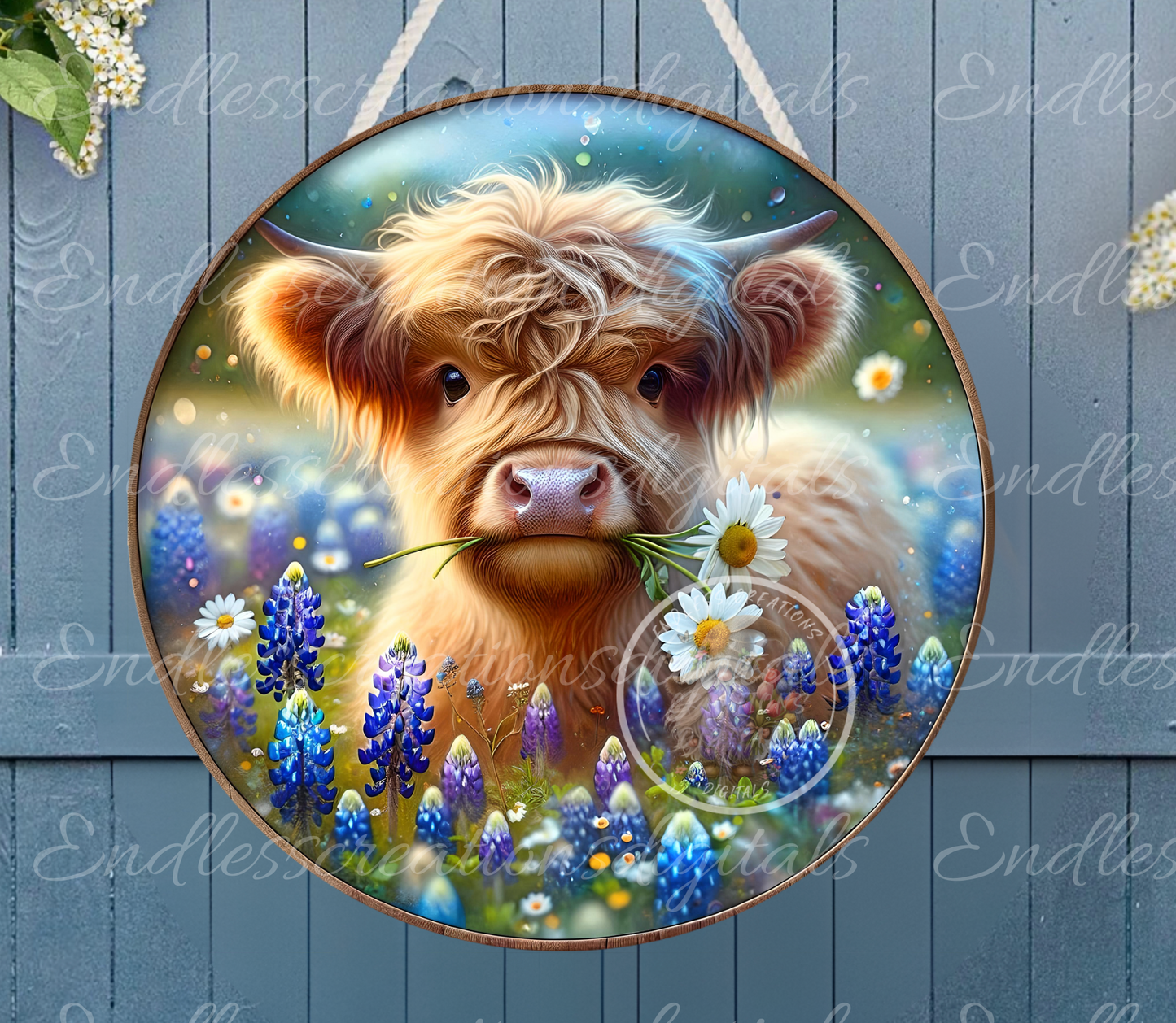 BABY HIGHLAND BLUEBONNETS CLOCK DESIGN