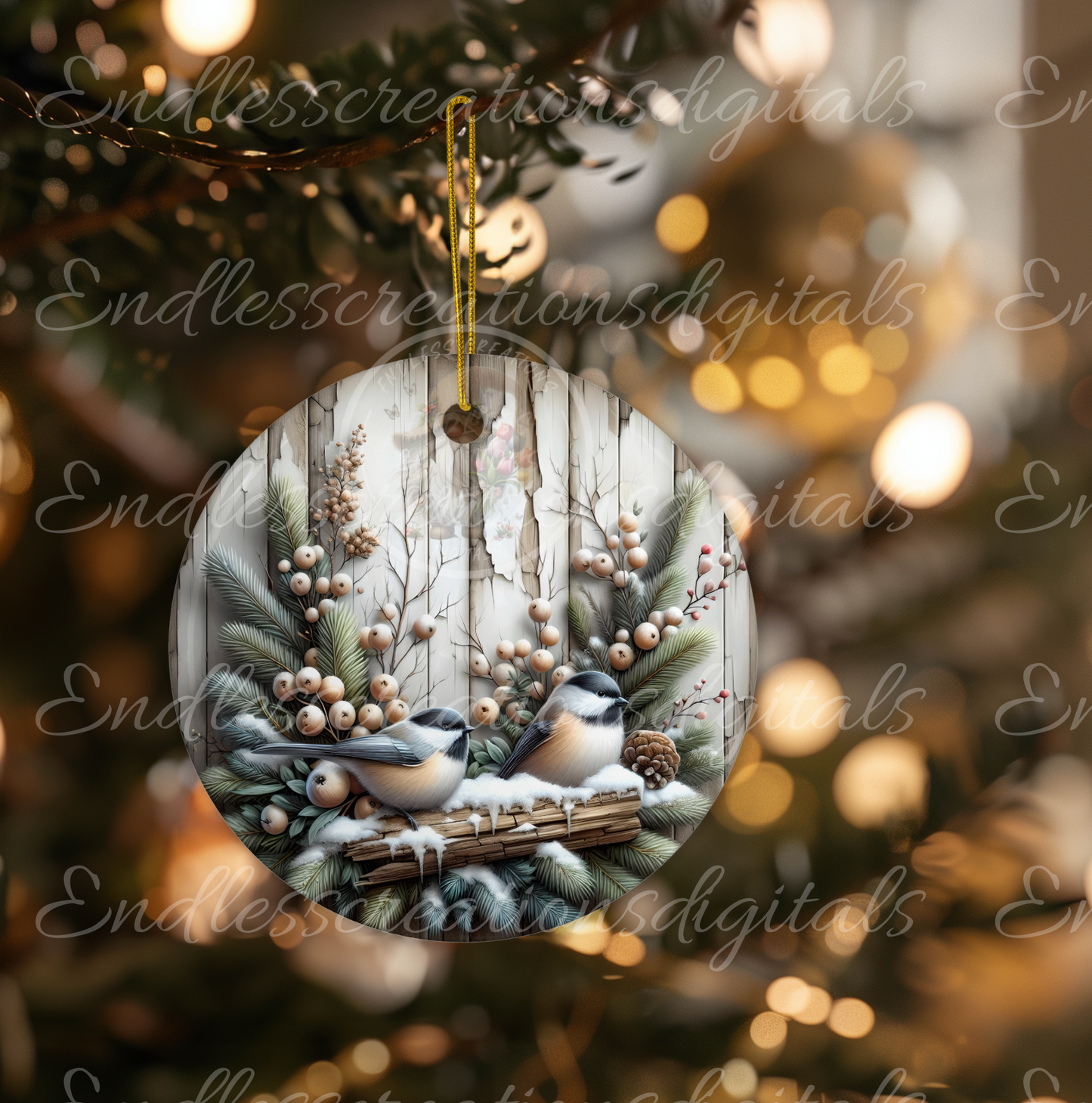 WINTER CHICKADEES CLOCK DESIGN