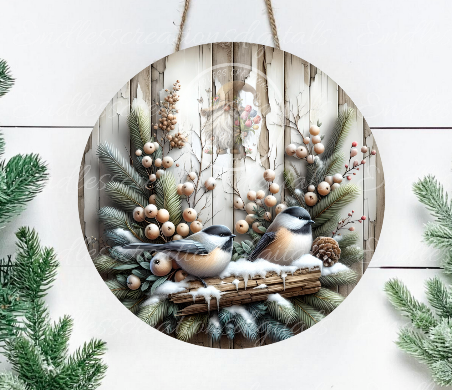 WINTER CHICKADEES CLOCK DESIGN