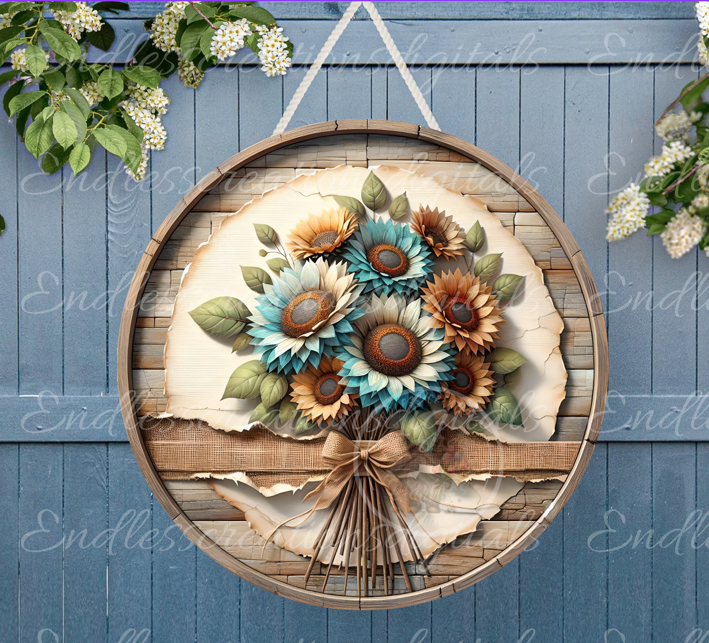 SUNFLOWER FALL FLORAL CLOCK DESIGN
