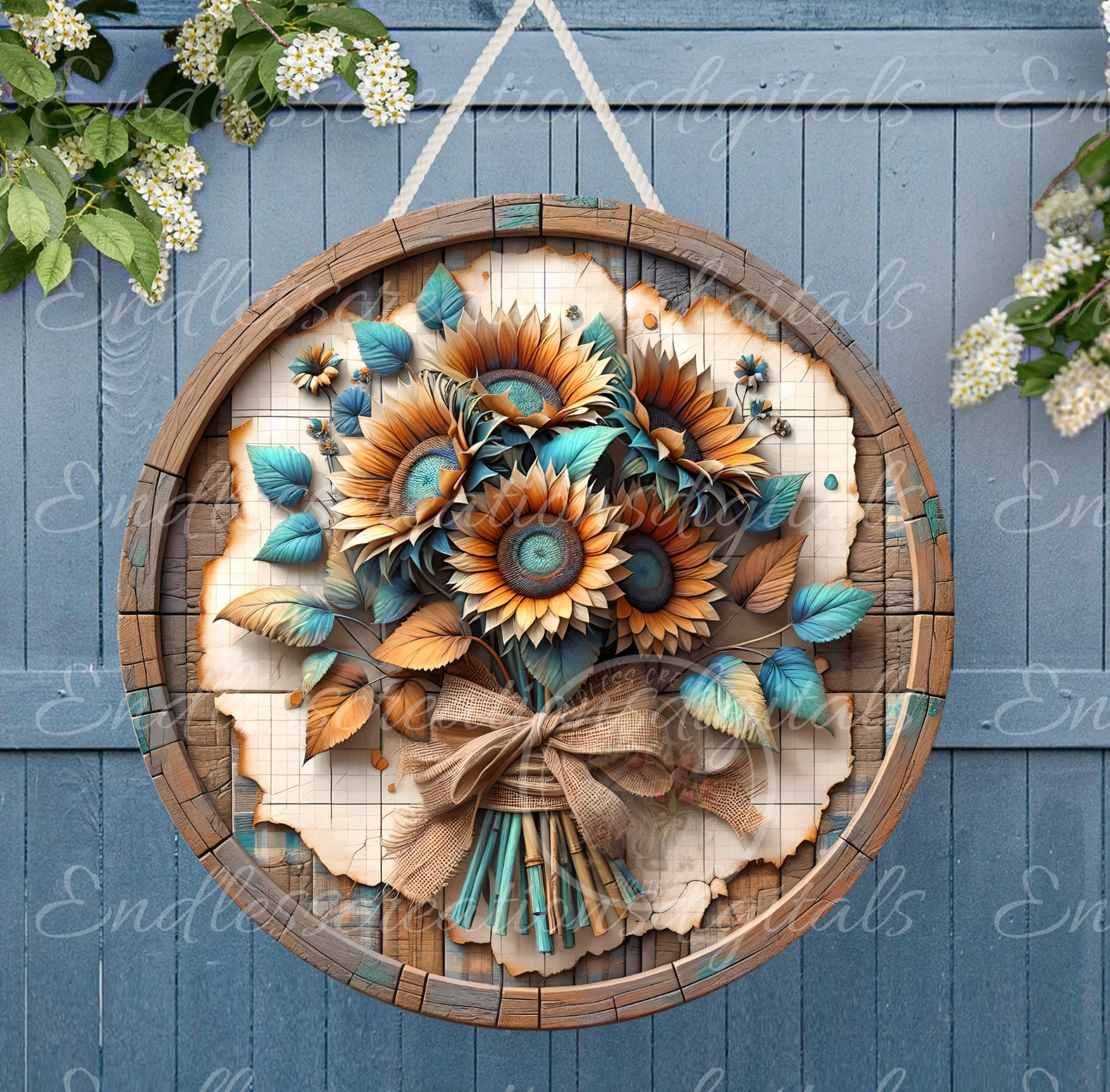 SUNFLOWER FALL FLORAL CLOCK DESIGN