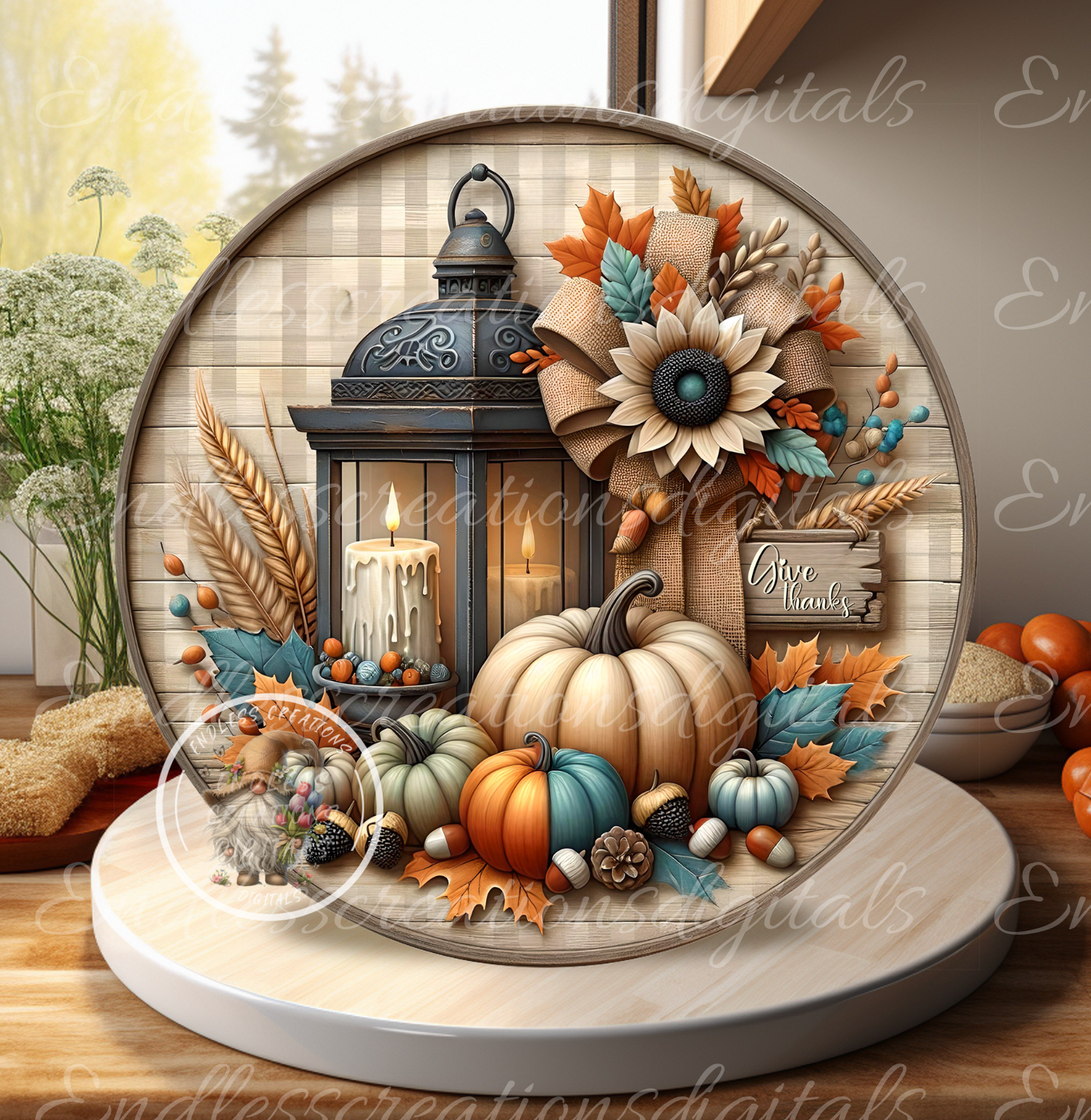 GIVE THANKS FALL FLORAL ROUND