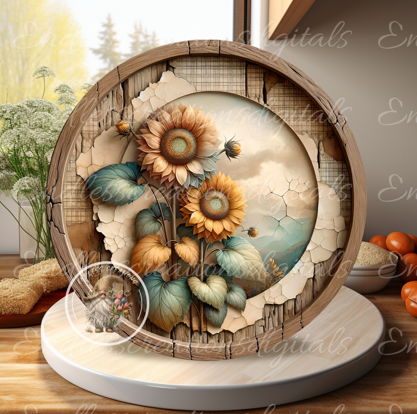 SUNFLOWER FALL FLORAL CLOCK DESIGN