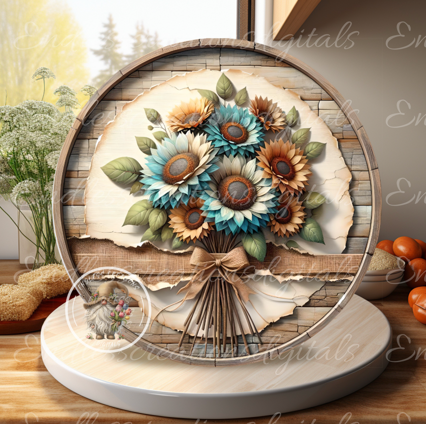 SUNFLOWER FALL FLORAL CLOCK DESIGN