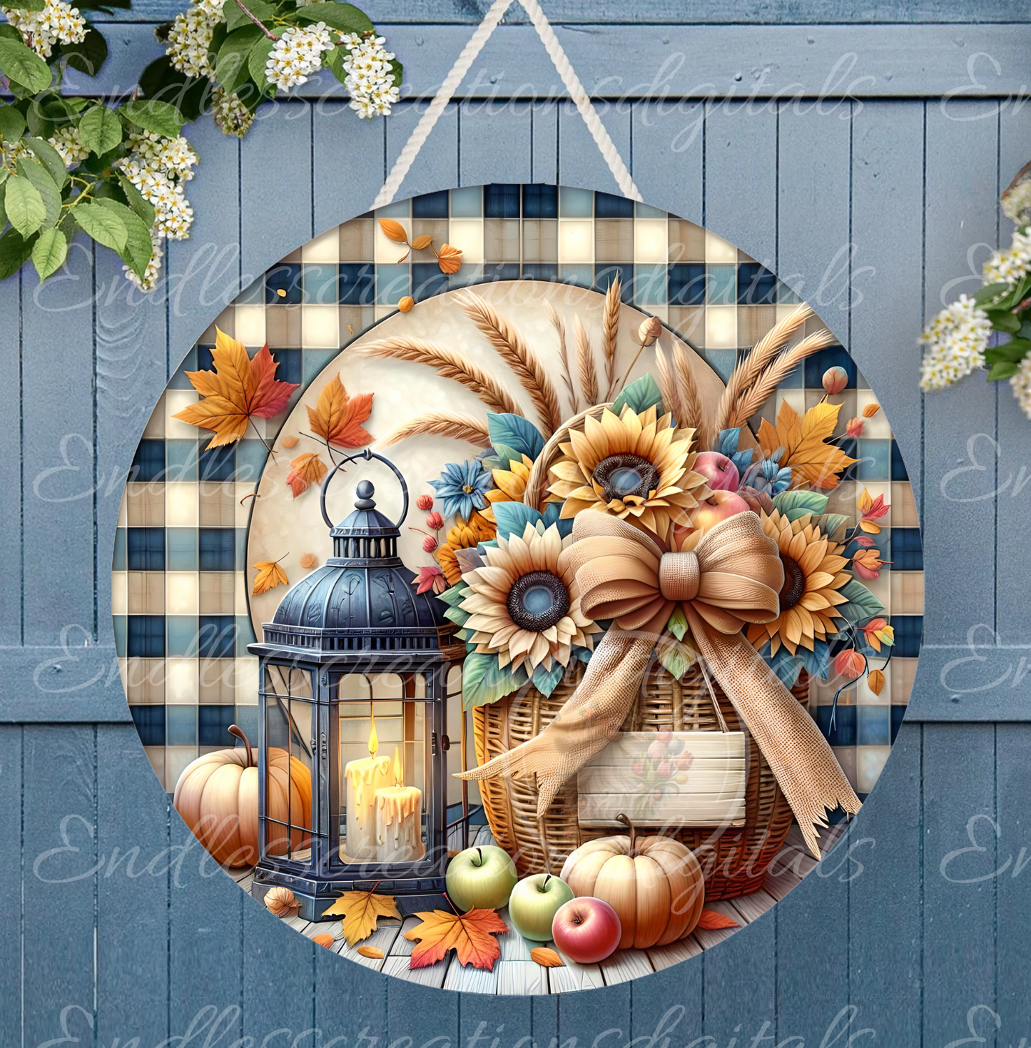 HAPPY FALL FLORAL LANTERN