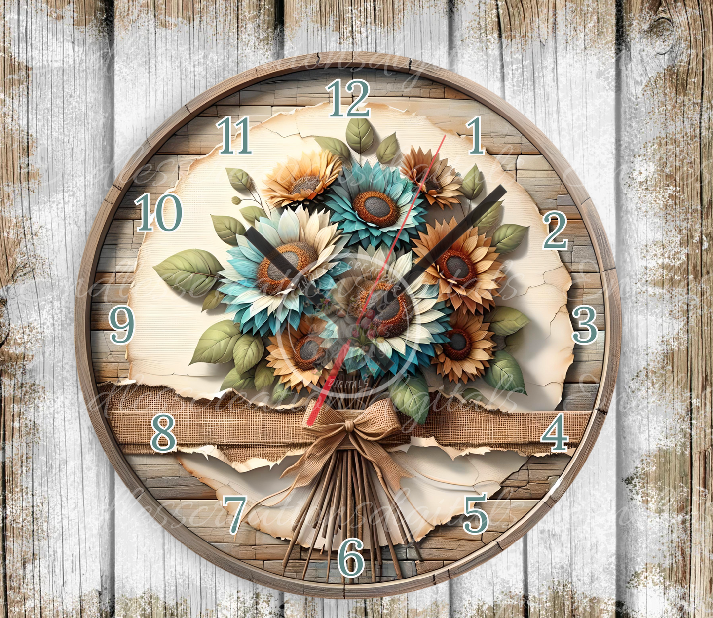 SUNFLOWER FALL FLORAL CLOCK DESIGN