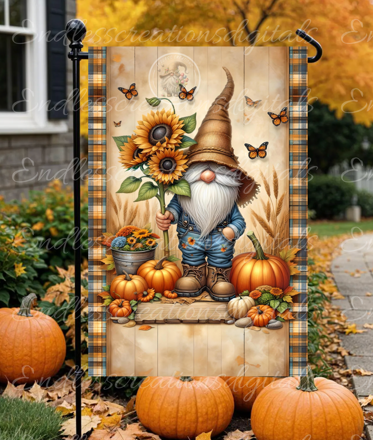 IT'S FALL Y'ALL GNOME GARDEN FLAG