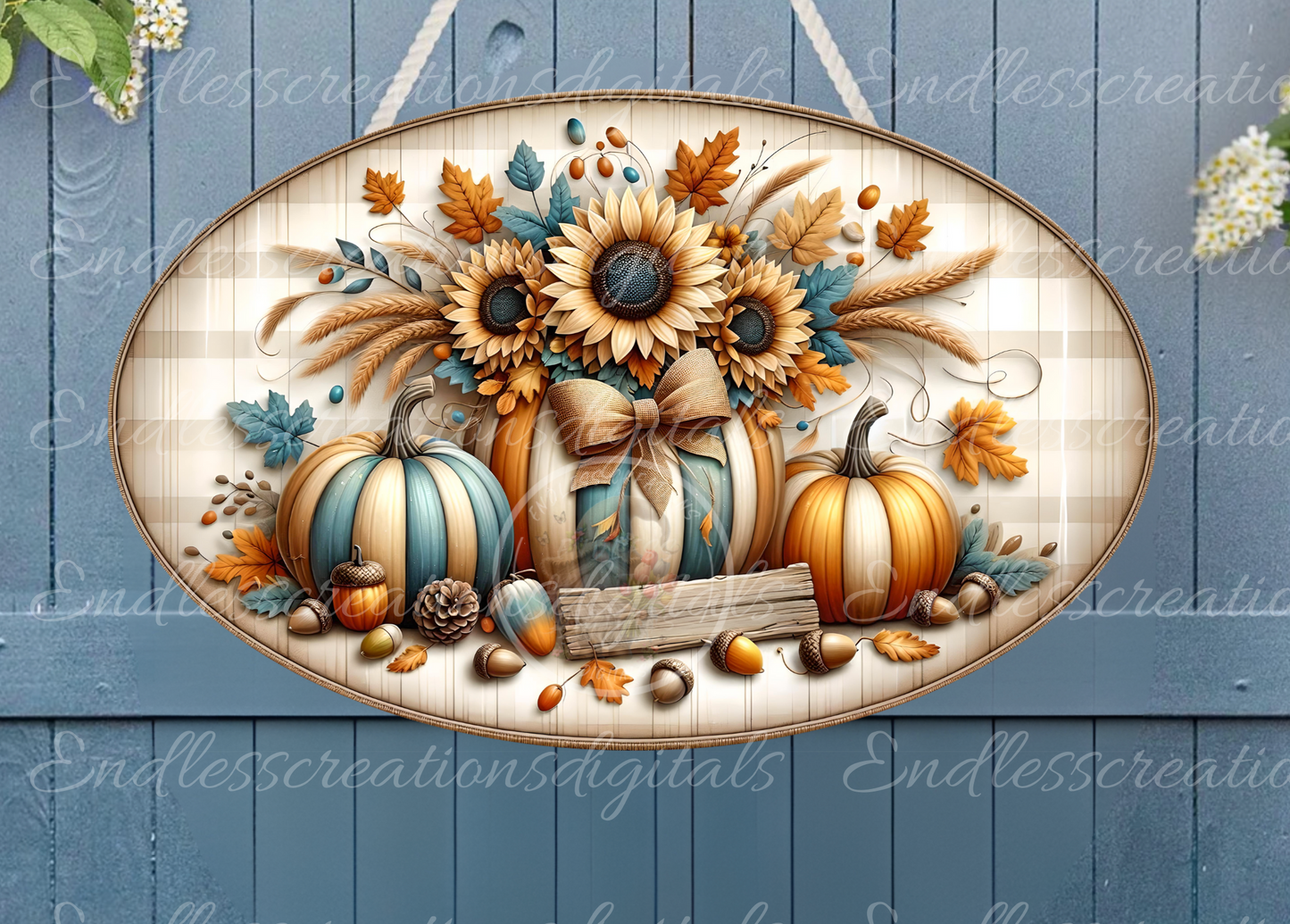 HELLO FALL FLORAL OVAL DIGITAL