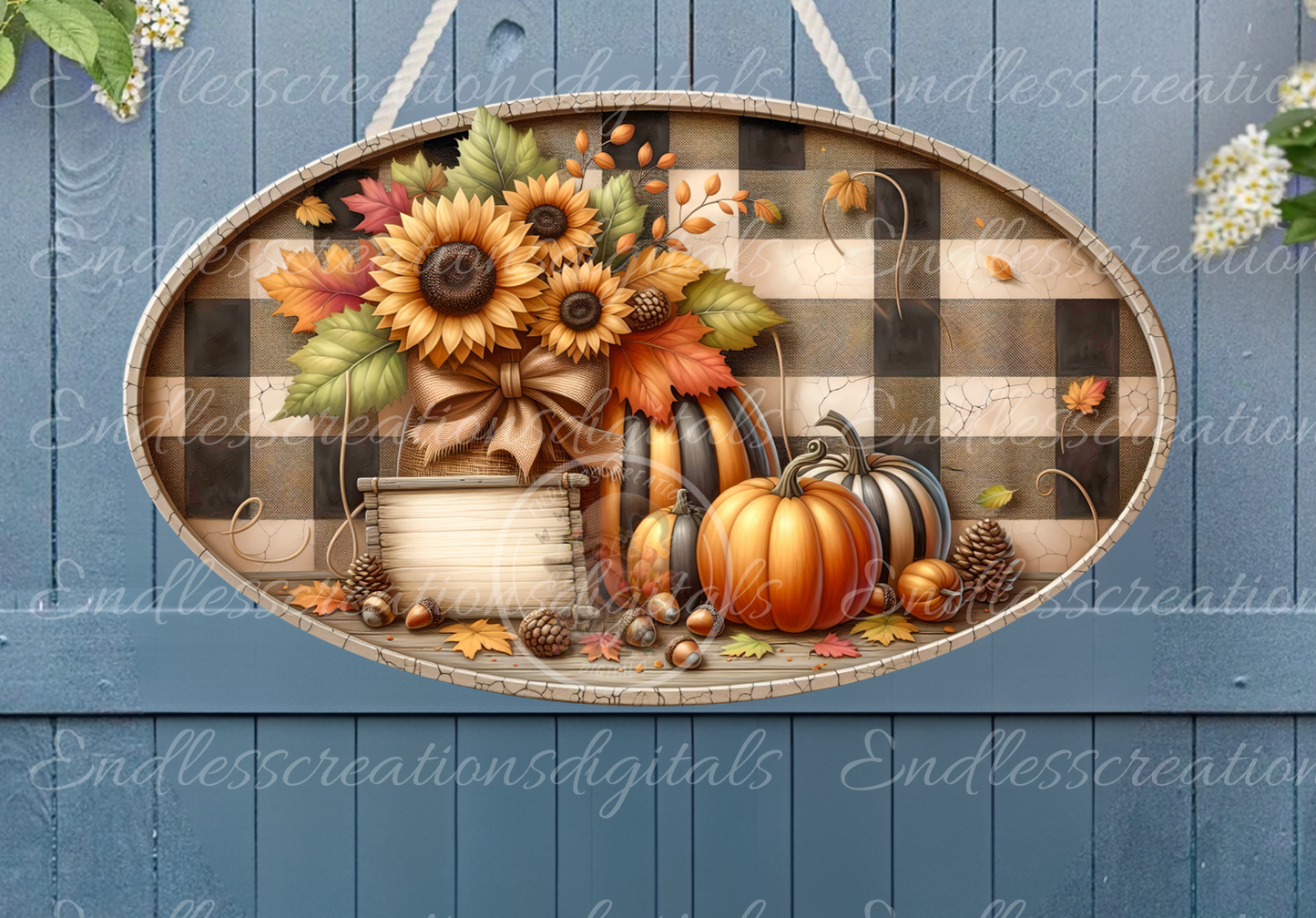 FLORAL PUMPKIN FALL OVAL DIGITAL