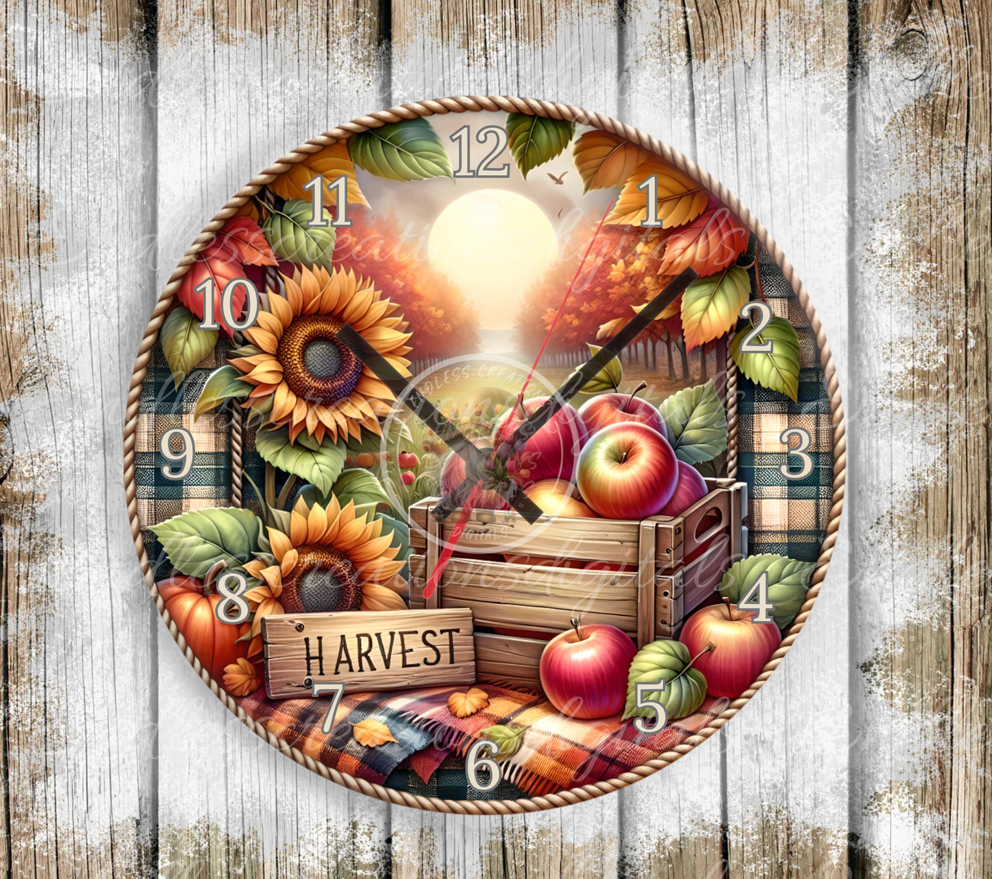 FALL APPLE HARVEST ROUND/CLOCK DESIGN