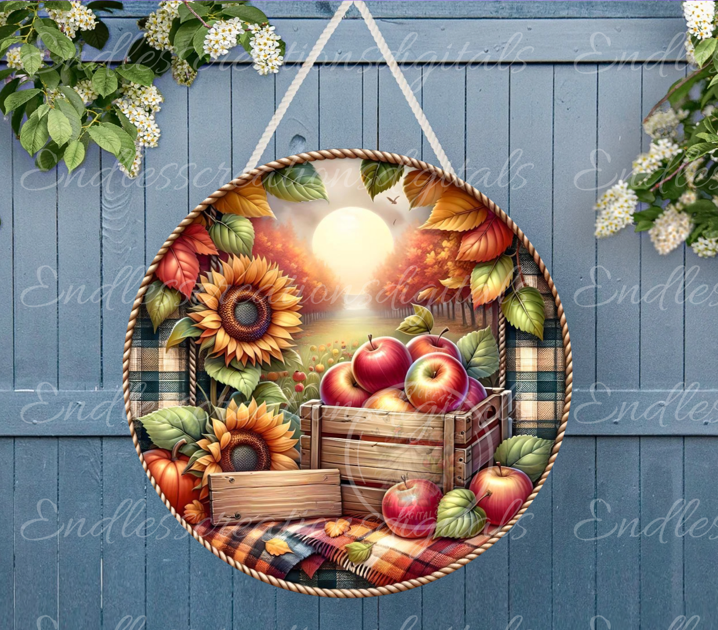 FALL APPLE HARVEST ROUND/CLOCK DESIGN