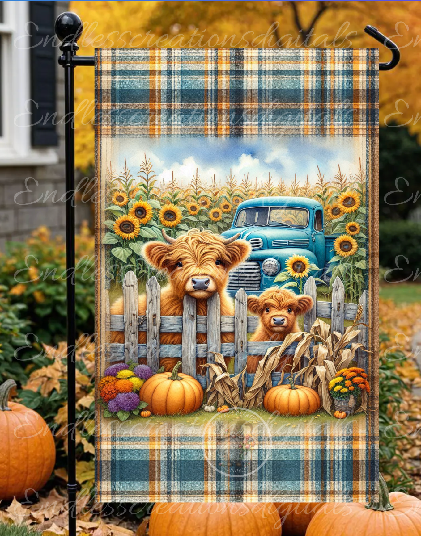 FALL HIGHLAND COW GARDEN FLAG