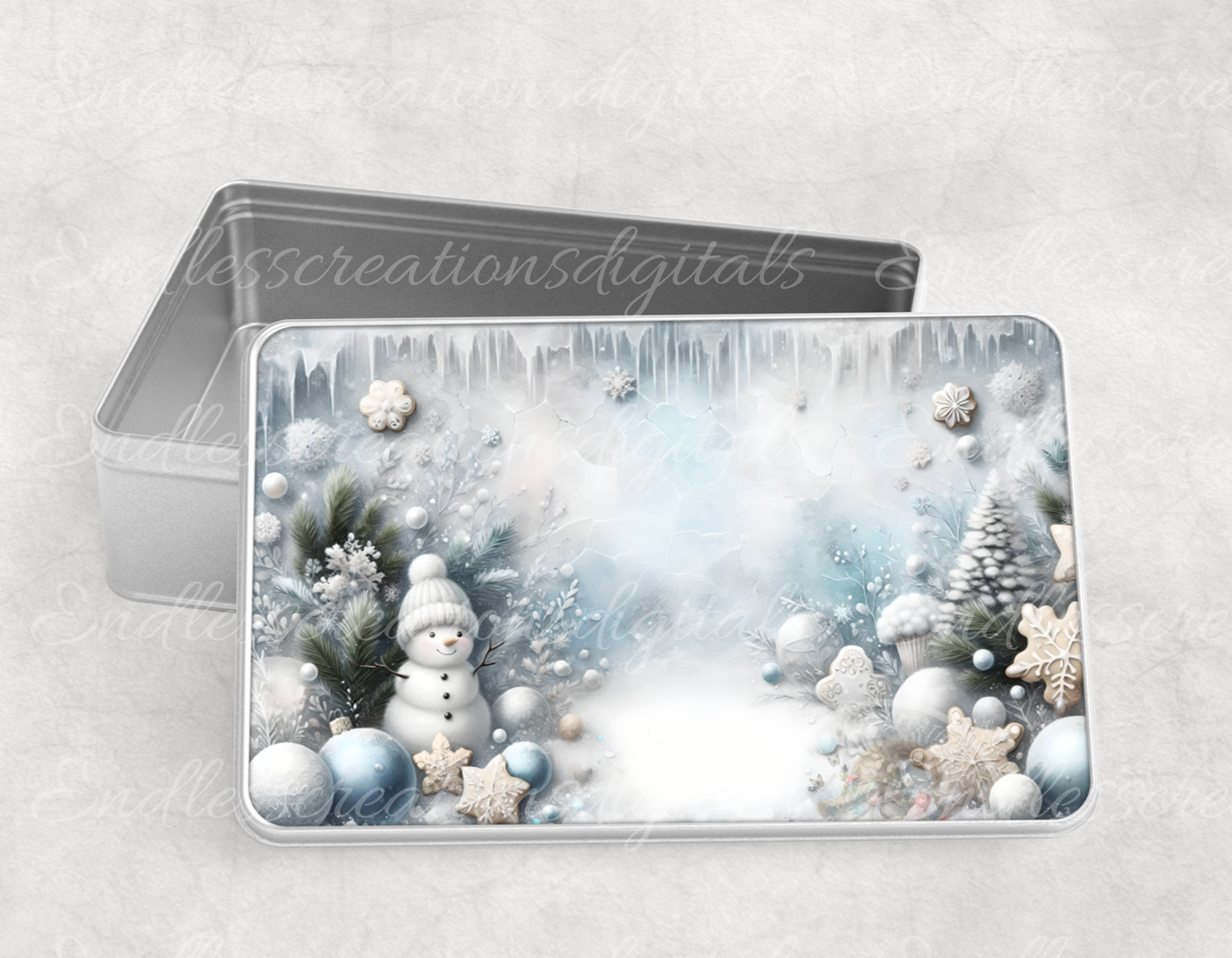FROSTY SNOWFLAKE CAFE TIN/RECTANGLE BUNDLE
