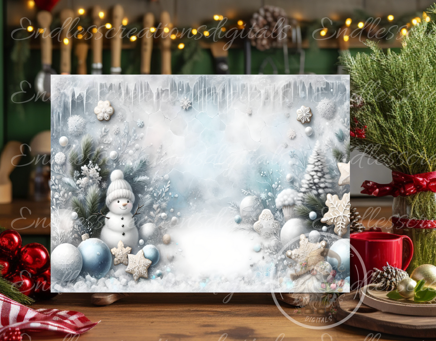 FROSTY SNOWFLAKE CAFE TIN/RECTANGLE BUNDLE