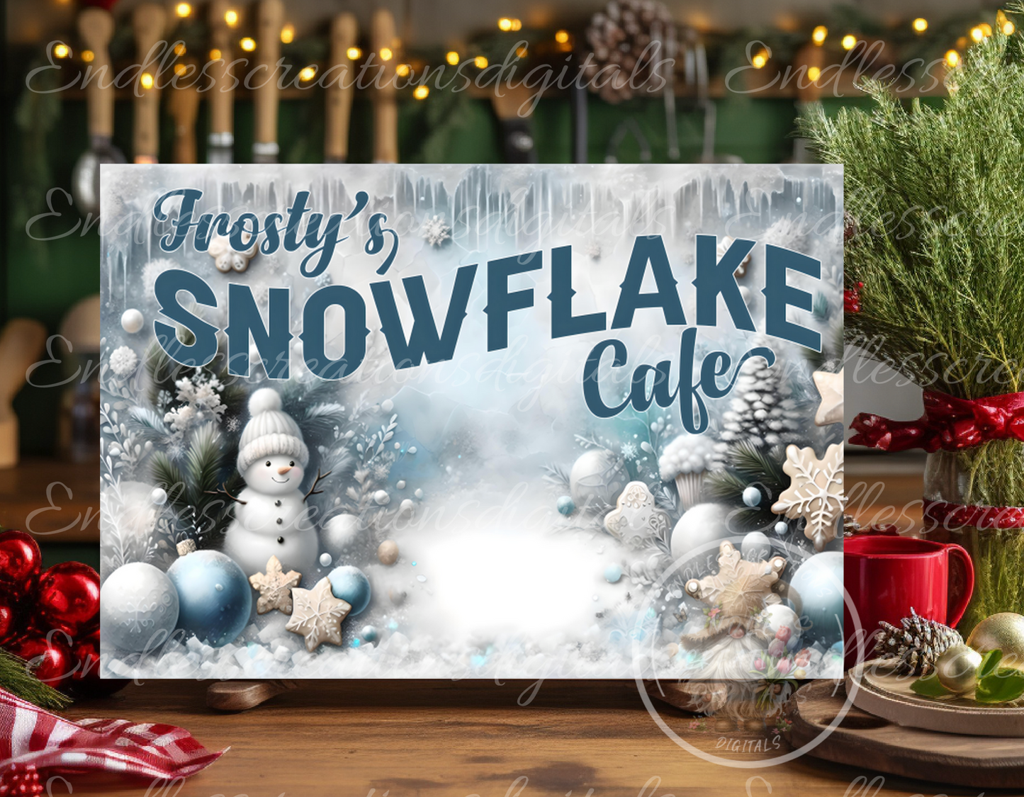 FROSTY SNOWFLAKE CAFE TIN/RECTANGLE BUNDLE