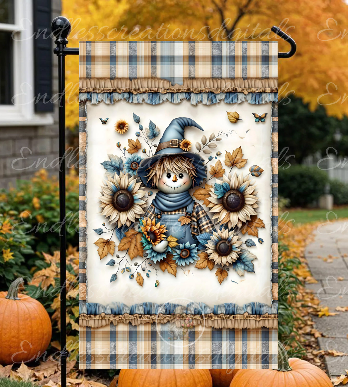 SCARECROW FALL GARDEN FLAG