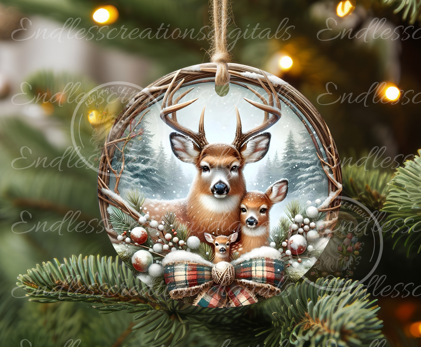 WINTER DEER FAMILY CLOCK DESIGN