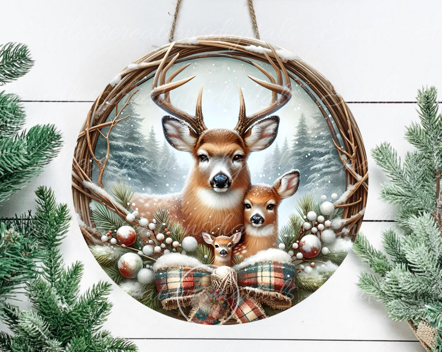WINTER DEER FAMILY CLOCK DESIGN