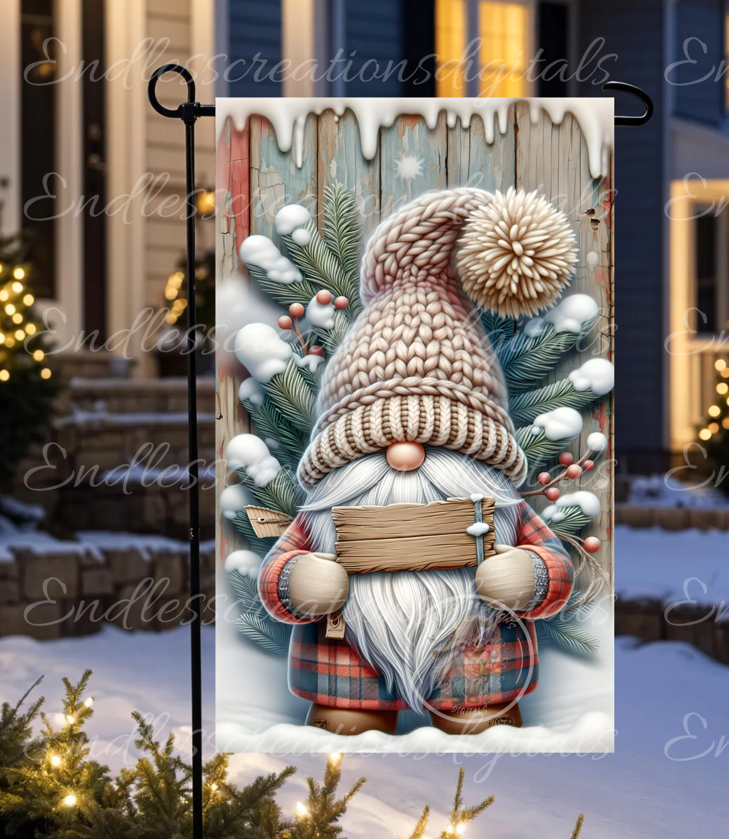 WINTER WELCOME GNOMIES GARDEN FLAG