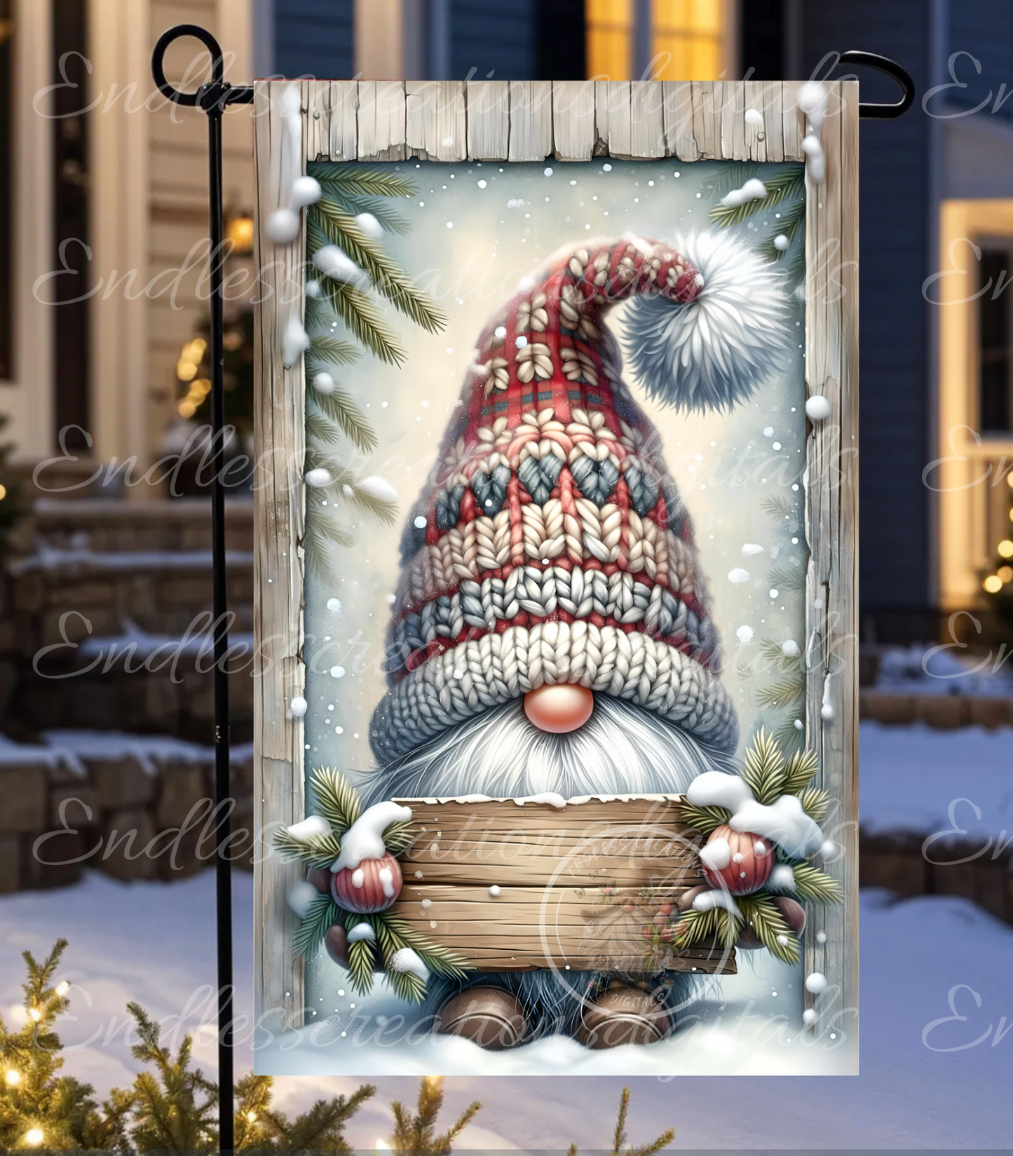 SNUGGLE UP GNOMIES WINTER GARDEN FLAG