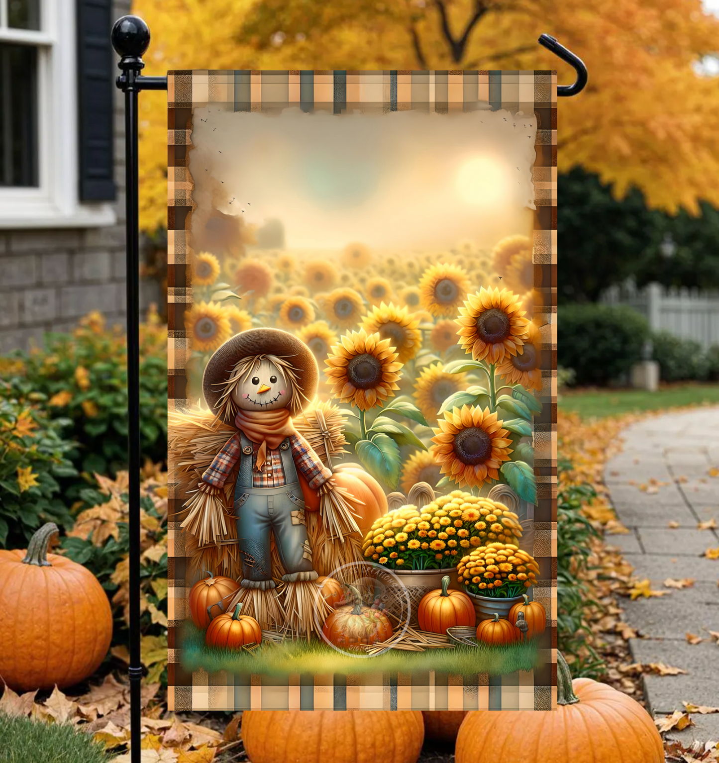 HAPPY FALL SCARECROW GARDEN FLAG