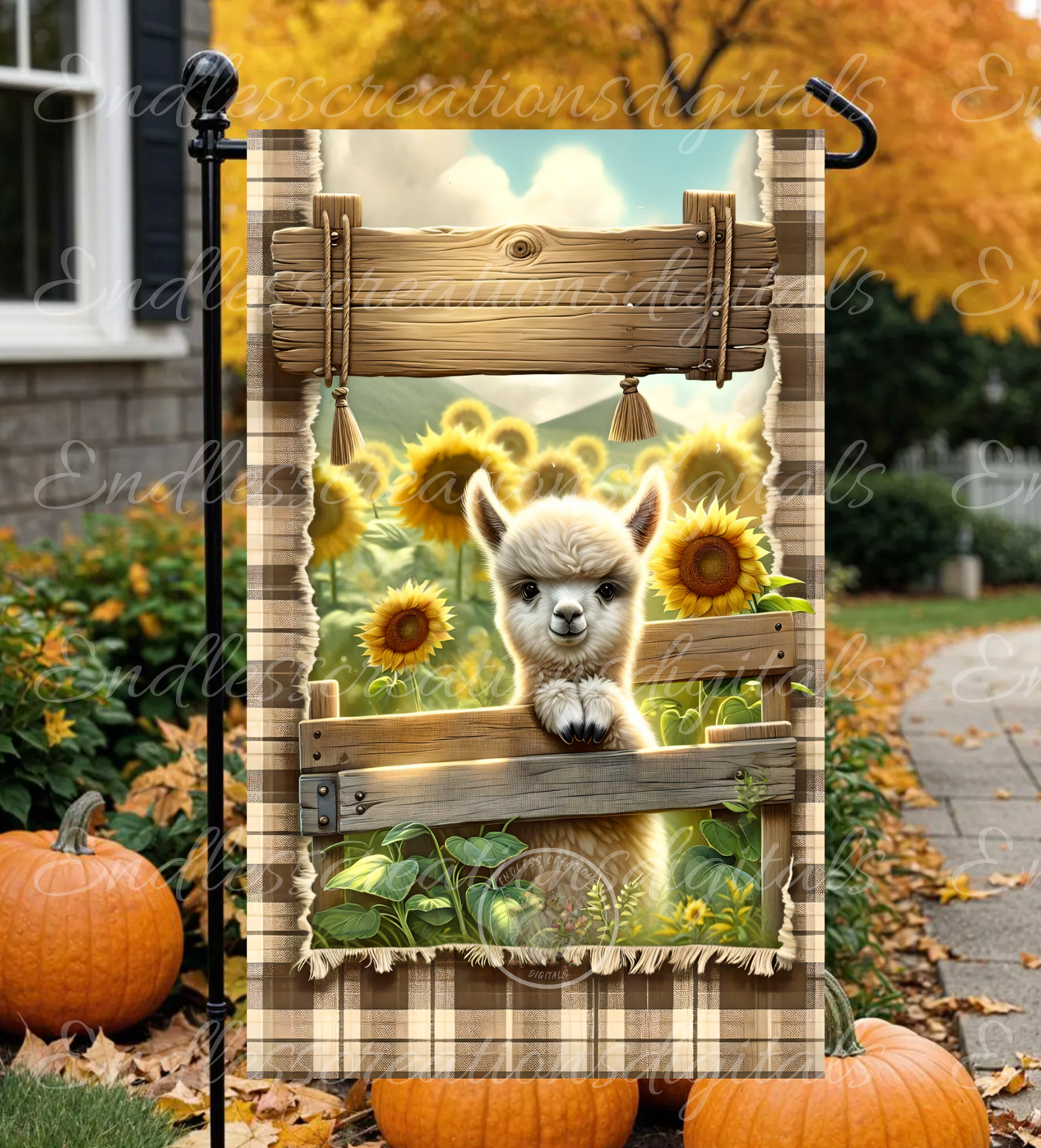 FALL ALPACA GARDEN FLAG