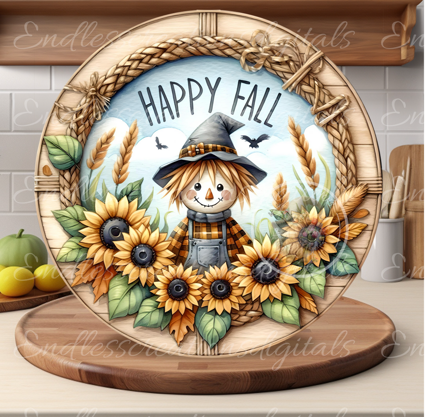 HAPPY FALL SUNFLOWER SCARECROW