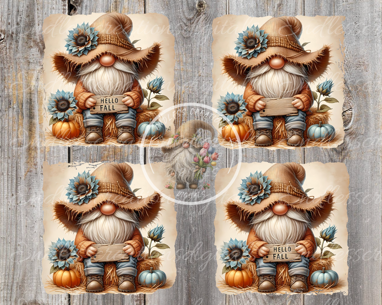 HELLO FALL GNOME WITH TRANSPARENCIES BUNDLE